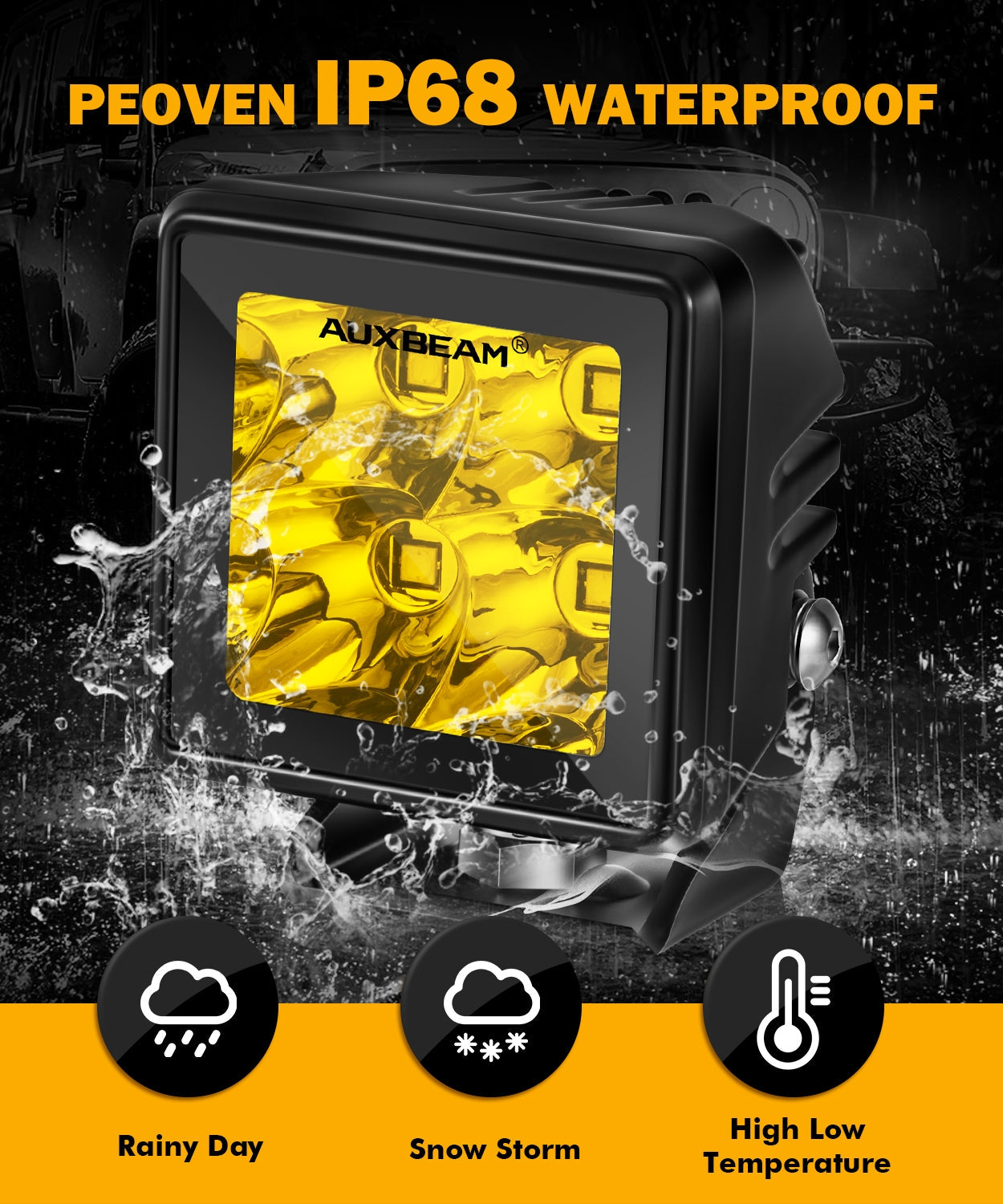 waterproof amber offroad lights
