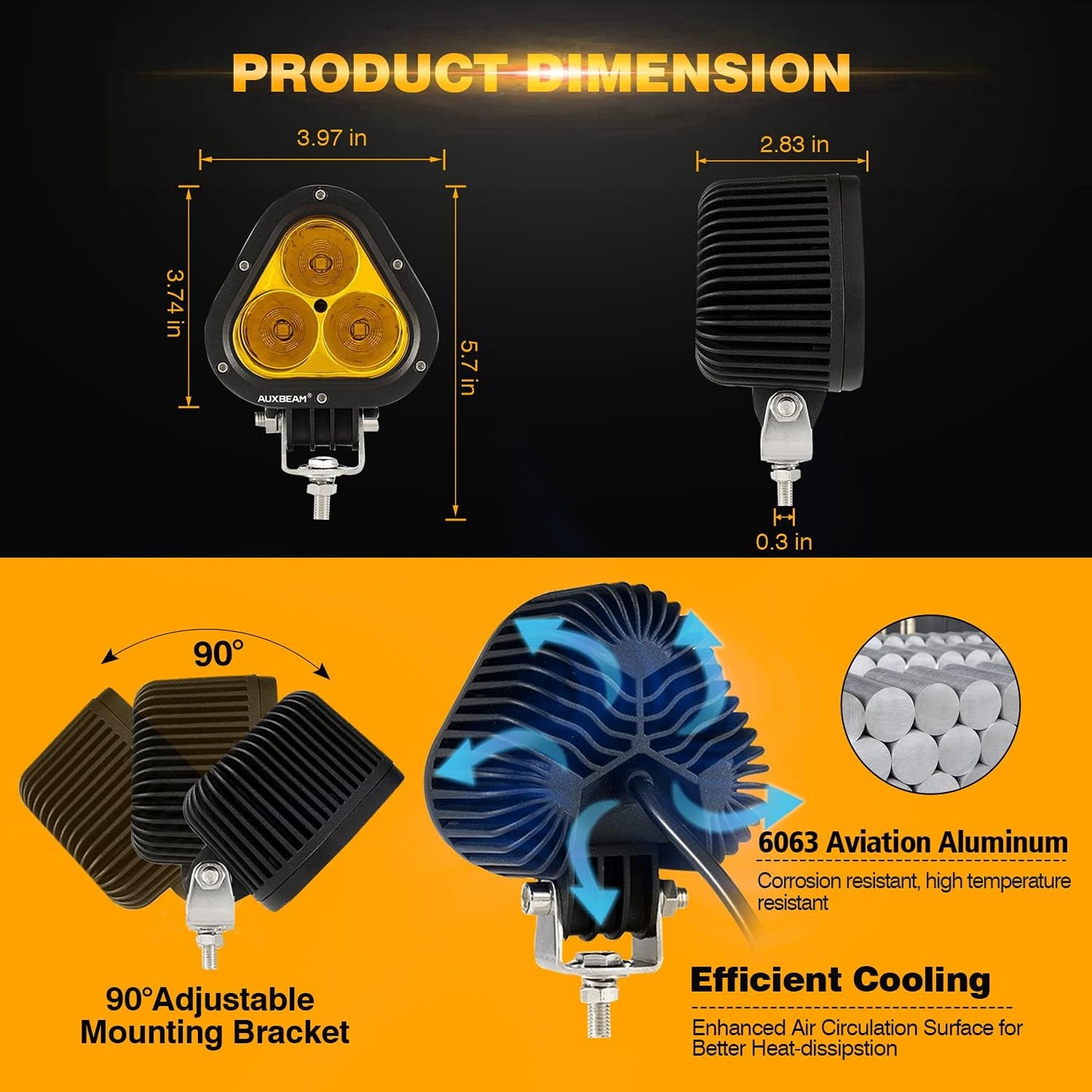 4" T4 Amber LED Pods Lights | JC Customs Metal Fab