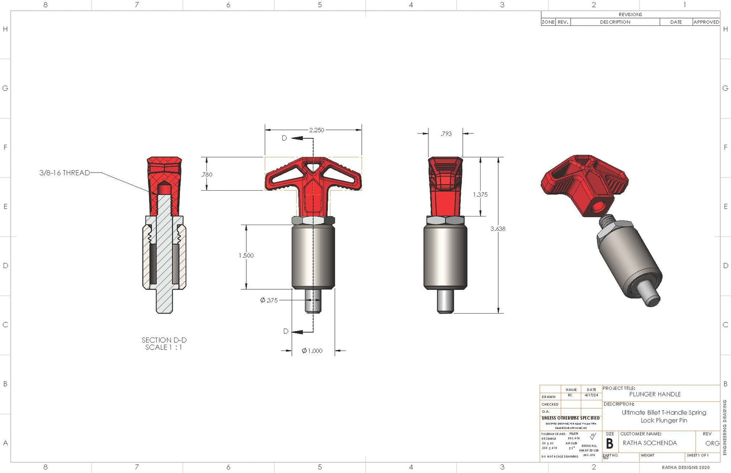 Durable Anodized Billet Aluminum Handle | JC Customs