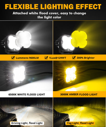 80W Flood Beam LED Lights for Offroad – JC Customs