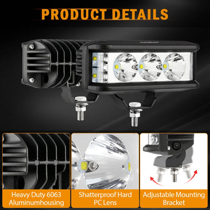 R5 Series | 5 Inch 68W White Square Side Shooter Spot Beam LED Pod Lights LED Light Bar