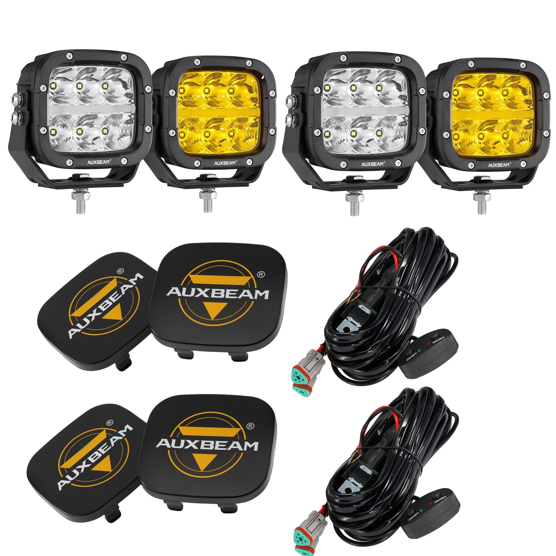 Auxbeam 5 Inch Off Road LED Pods Light with DRL&Amber Cover for SUV Jeep Ford Off-road Pickup Truck Tractor 4Pcs Pod Lights / Black Covers Auxbeam 5 Inch Off Road LED Pods Light with DRL&Amber Cover for SUV Jeep Ford Off-road Pickup Truck Tractor 4Pcs Pod Lights / Black Covers