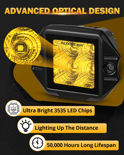 3.5Inch 40W Flush Mount LED Pod Amber Flood Offroad Light