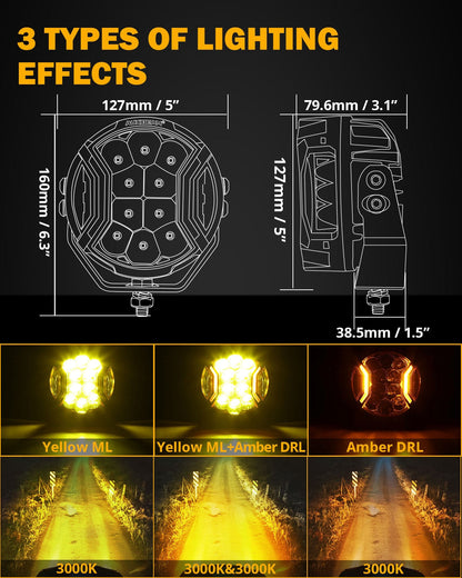 V-ULTRA Series Pod Lights w/ Amber DRL – JC Customs