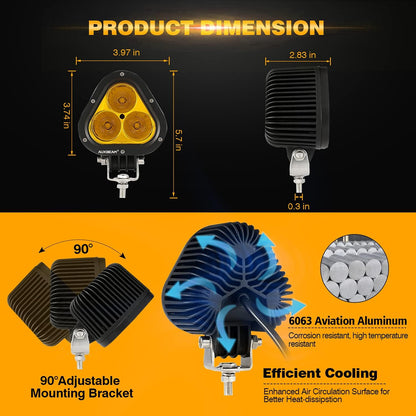 4" T4 Amber LED Pods Lights | JC Customs Metal Fab