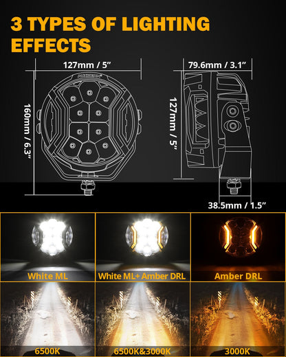 V-ULTRA Series Pod Lights w/ Amber DRL – JC Customs