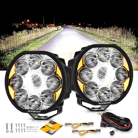 360-Ultra Series 6 Inch 132W LED Spot Driving Light Off Road Lights with White DRL&Amber Turn Signal Light