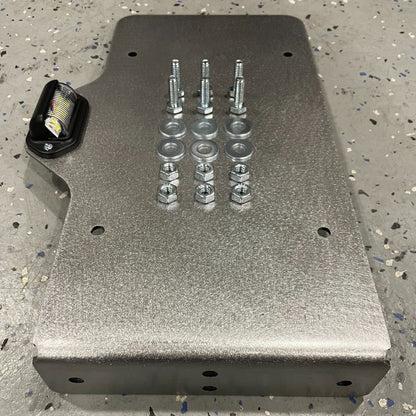 Side Mount License Plate Holder Trailer Flatbed RV SEMI Camper Bolt On Heavy Duty Steel LED Light (Left or Right Side)