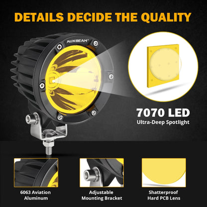 C4 Series | 4 Inch 100W Spot Round LED Pods Amber LED Driving Lights