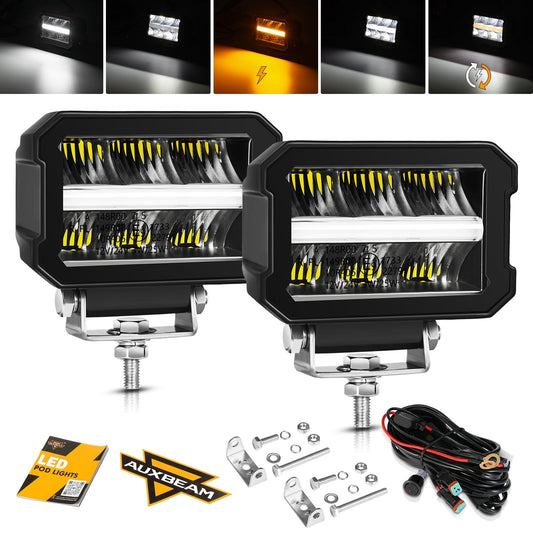 4.5 INCH 120W 13920LM LED Pods With White DRL & Amber Turn Signal Off Road Driving Light