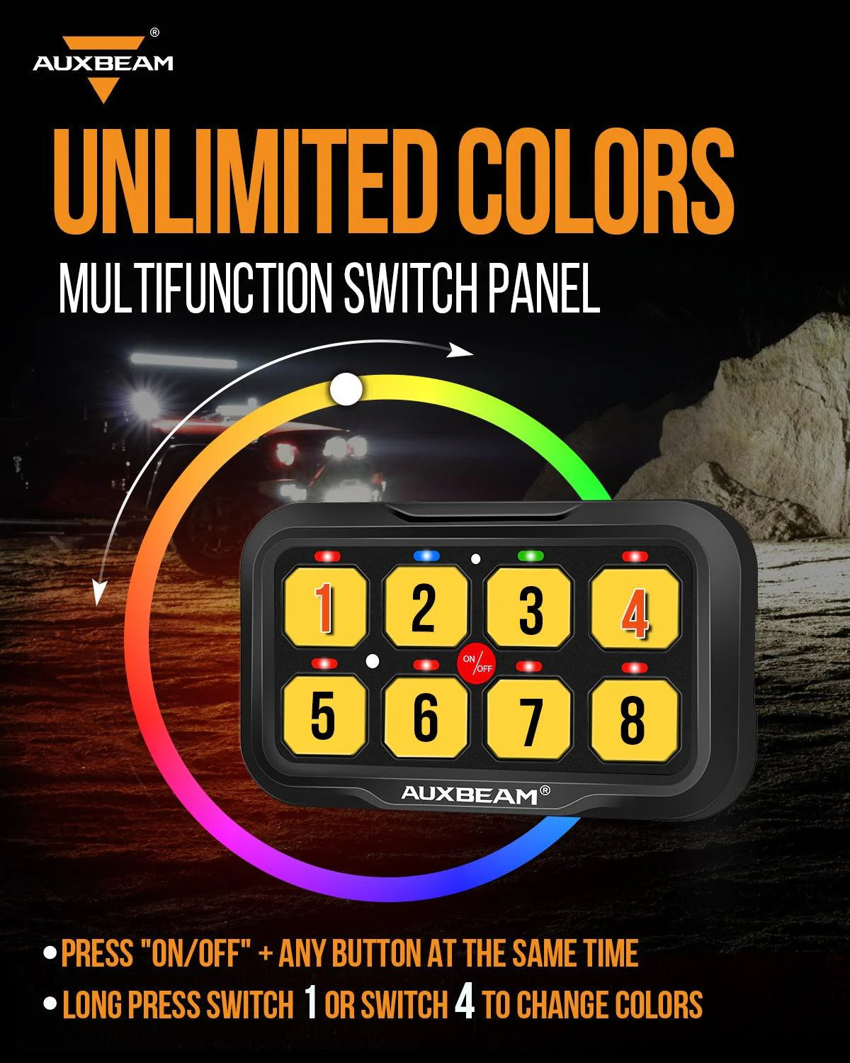 RGB Series 6/8/12 Gang LED Switch Panel,Off Road Light Controller