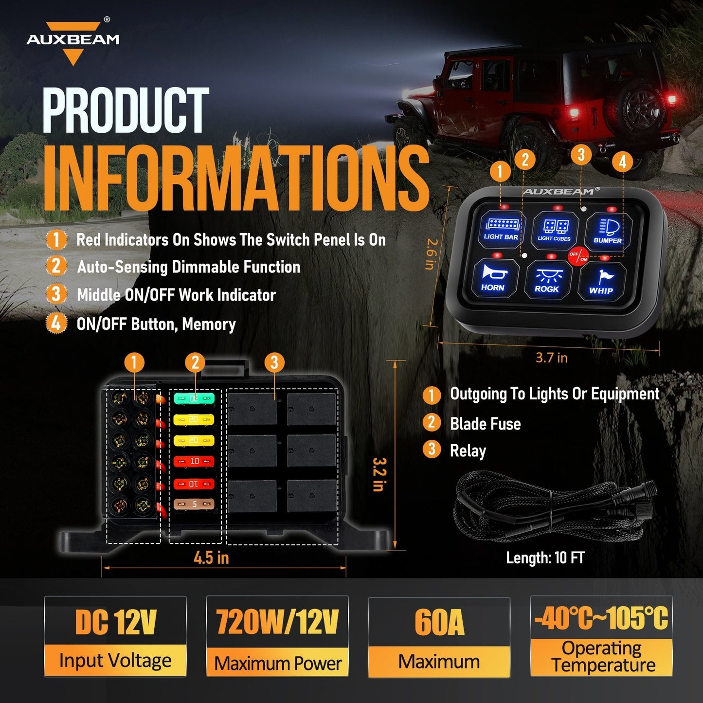 Single Series 6/8 Gang LED Switch Panel,Off Road Light Controller